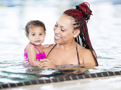 Mom and baby swimming