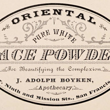 J. Adolph Boyken Face Powder label J. Adolph Boyken Face Powder label