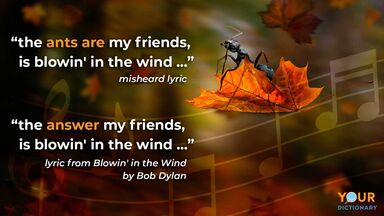 example mondegreen lyric blowin' in the wind bob dylan