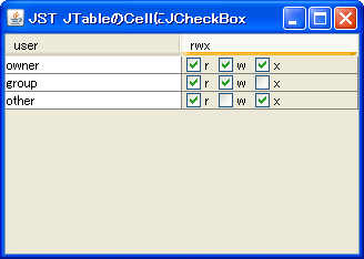 Swing/CheckBoxesInTableCell screenshot