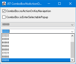 Swing/ComboBoxNoActionOnKeyNavigation screenshot