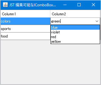 Swing/EditableComboCellEditor screenshot