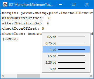 Swing/MenuItemMinimumTextOffset screenshot