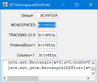 Swing/MonospacedTextField screenshot