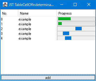 Swing/TableCellOfIndeterminateProgressBar screenshot