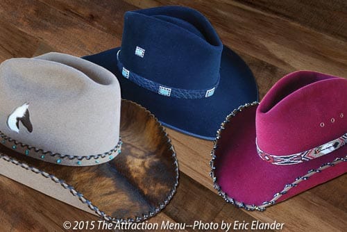 Three custom western style hats