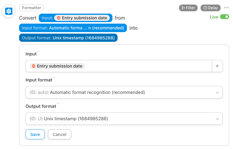 Convert a date with Automator Formatter