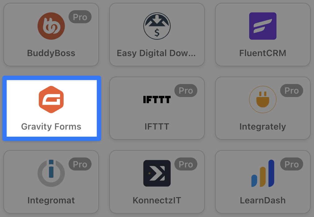 automator gravity forms integration