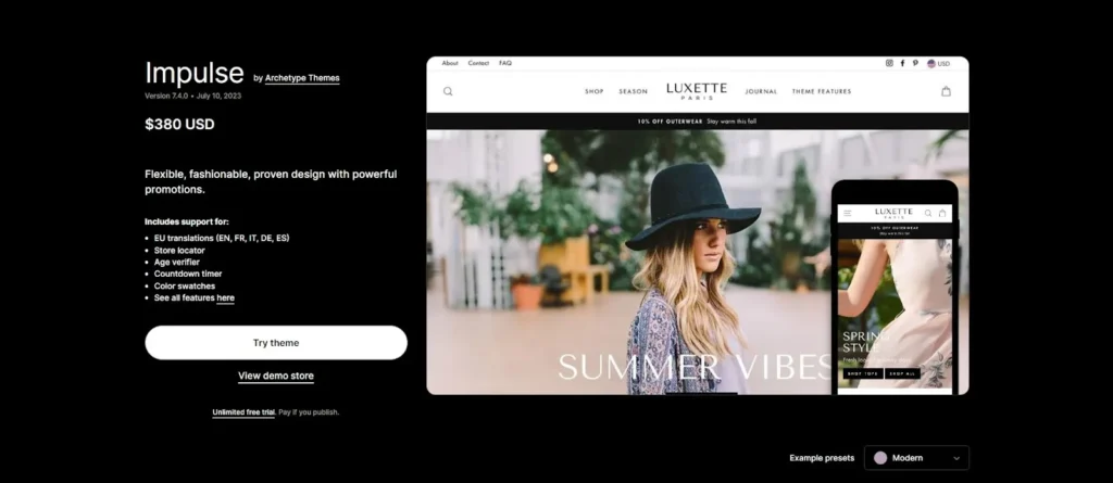 Shopify Impulse Theme