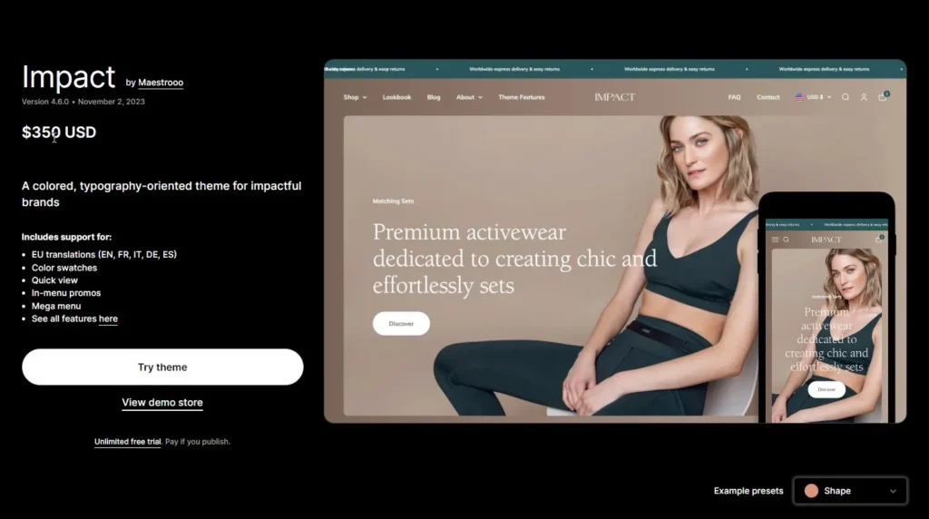 Shopify Impact Theme