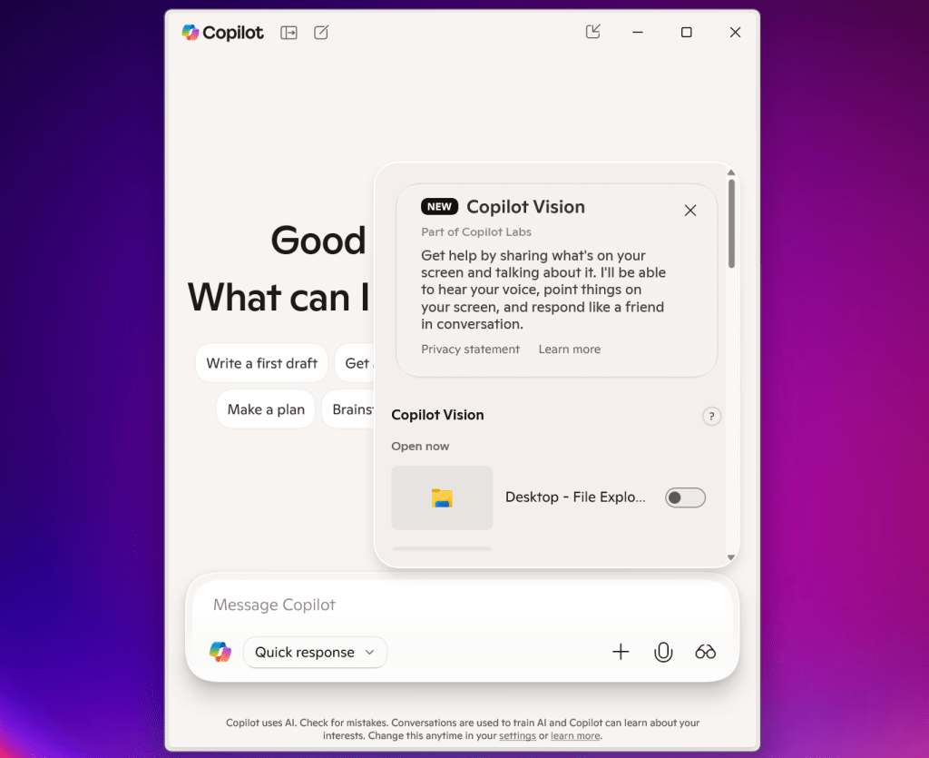 Launch Copilot Vision