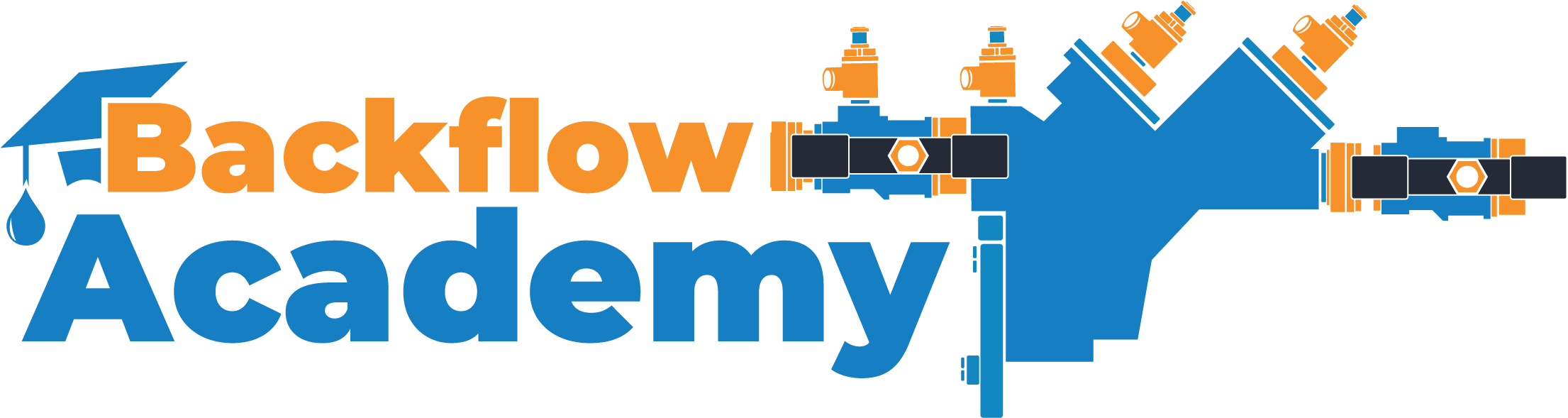backflow academy2022 an illustration of a backflow device next to the words "backflow academy"