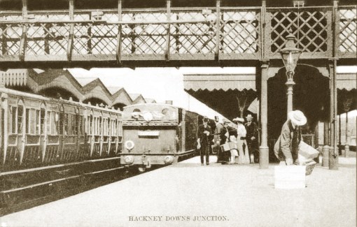 Poor quality postcard (I'm on the lookout for a replacement) but very appropriate subject matter. Number 386 was the last of the F36 series built in 1895, and the first of the class to receive the extra wide 5" tank extensions in early 1904 (see text below). The photograph was taken within a year of rebuilding and is seen at Hackney Downs on an Up train from enfield Town to Liverpool Street. A new wide suburban sets of 1898 is in the down platform and the recessed doors are clearly visible. The round tops to the doors reflect the practice on not only the Metropolitan Railway, but the Great Western, where Holden was not only Chief Assistant to William Dean, but at the forefront of converting broad gauge carriage stock to standard gauge. Photograph © Public Domain.