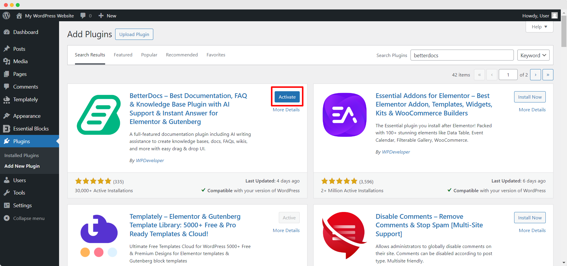 How to Install and Activate BetterDocs 2 How To Install & Activate BetterDocs step 2