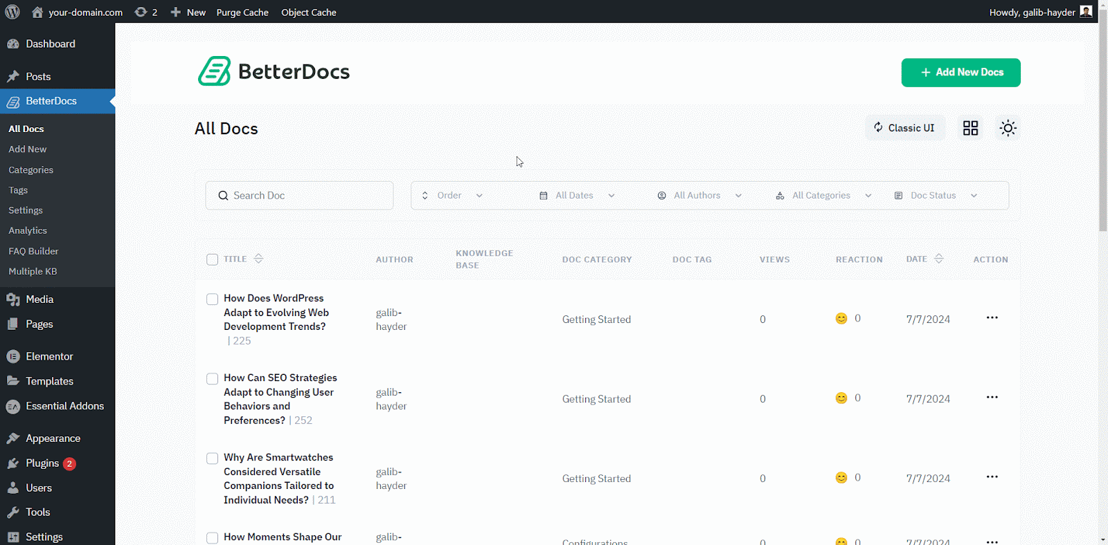 How To Manage Documentation With BetterDocs Advanced List View 4 Advanced List View