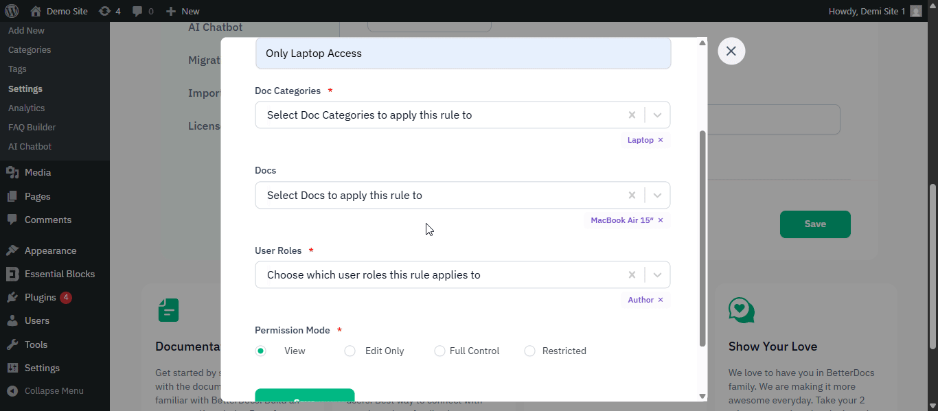 How to Configure Advanced Customization Rules for Internal Knowledge Base with BetterDocs 6 Configure Advanced Customization Rules