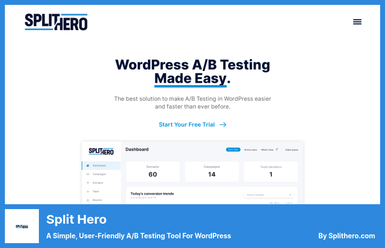 Split Hero Plugin - A Simple, User-Friendly A/B Testing Tool For WordPress