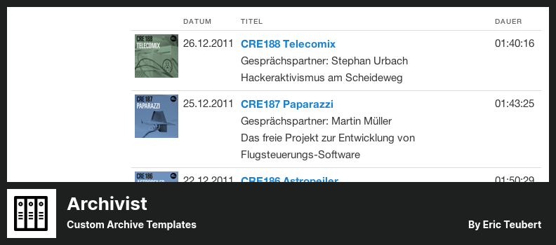 Archivist Plugin - Custom Archive Templates