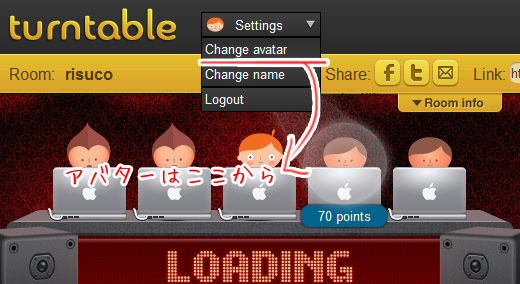 アバターの変更