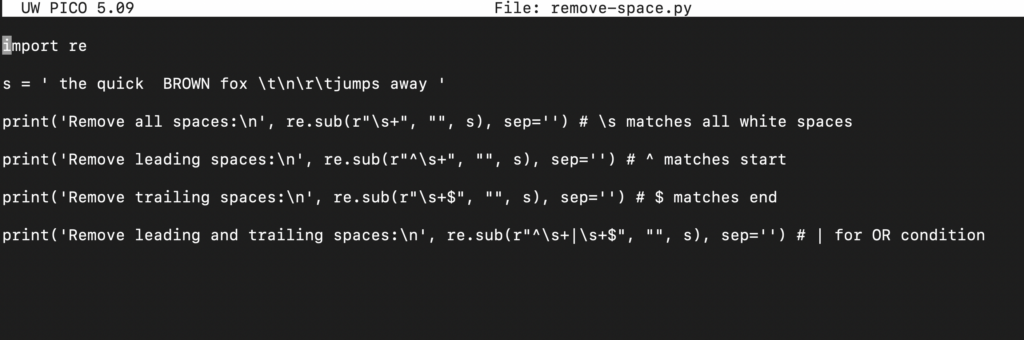 use regex to remove whitespaces