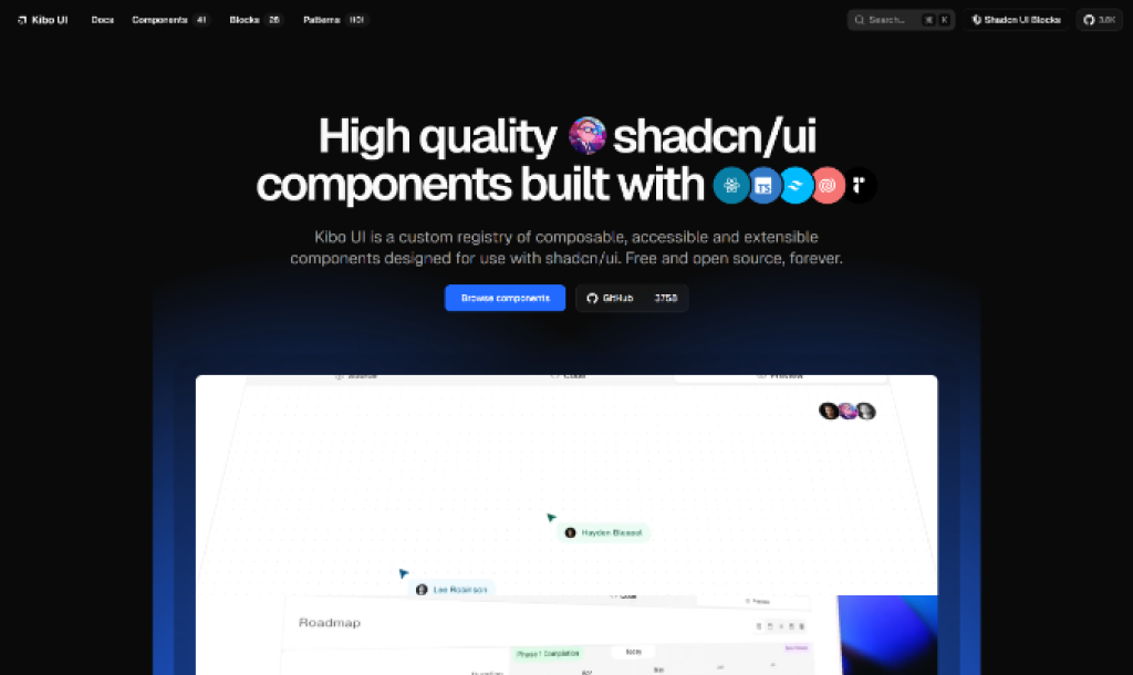 Animated UI Component Libraries for React (2026) 3 kibo_ui-animated-ui-component-library