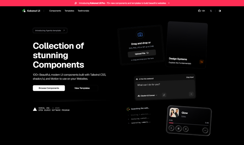 Animated UI Component Libraries for React (2026) 4 kokonut_ui-animated-ui-component-library