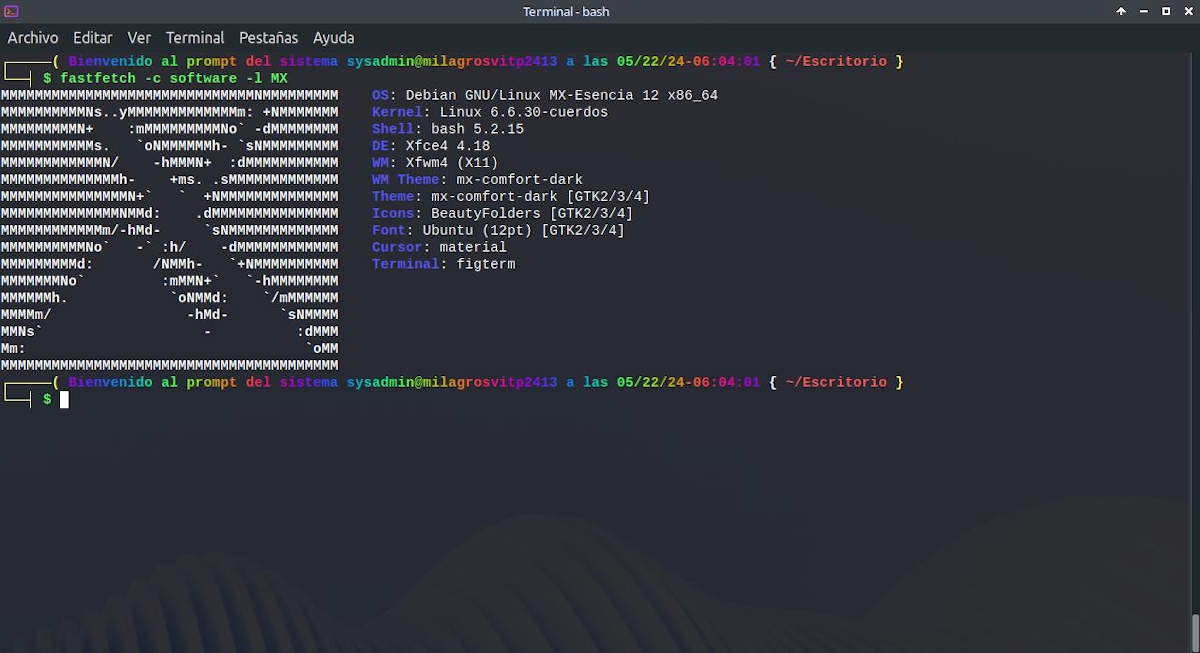 fastfetch -c software -l MX