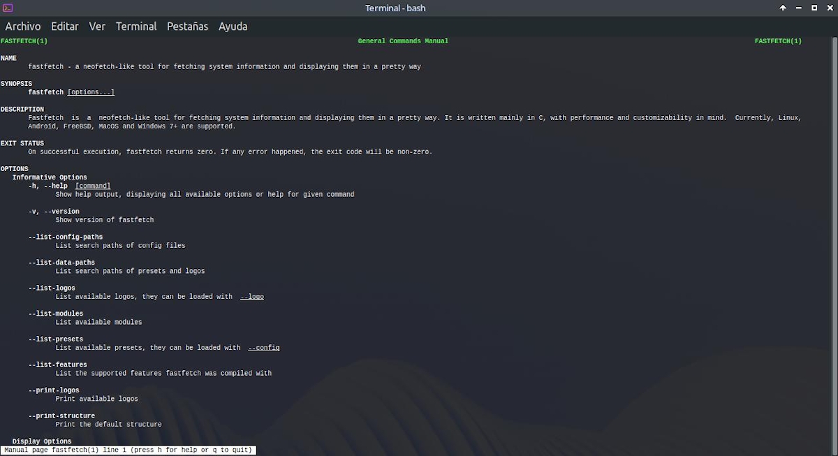 Fastfetch-tutorial: Raadpleeg de bedieningshandleiding (configuratie- en aanpassingsopties met meer details) - 1