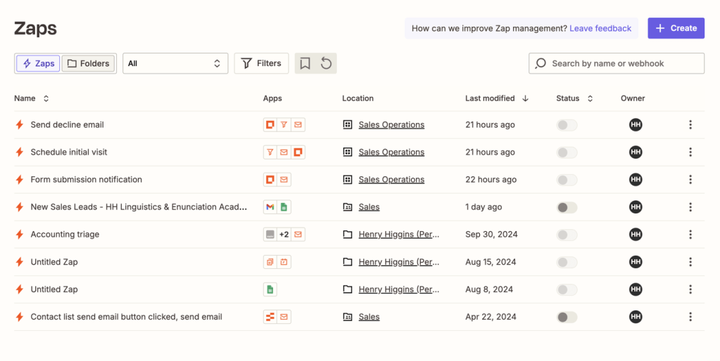 image - Tips and tricks for marketing and creative teams Connections in Zapier showcasing some of the integrations supported.