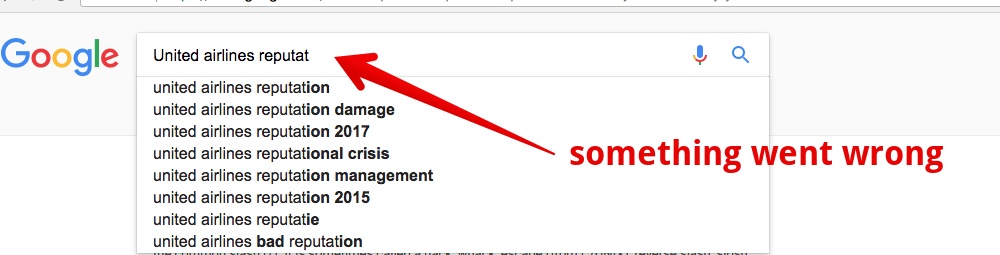 Autocomplete search results for "United Airlines reputat."