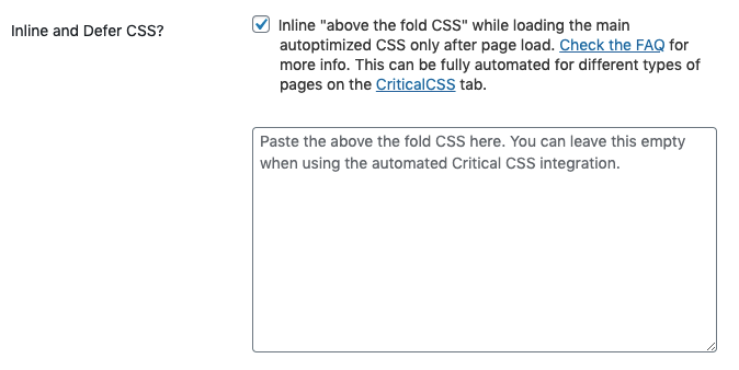 incline and defer css on autoptimize