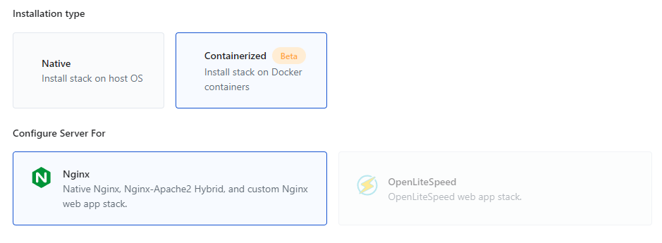 creating containerized server in runcloud