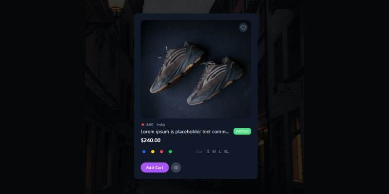 Dark Theme Tailwind CSS product card