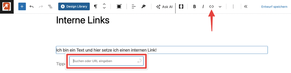 interne-links-url-eingeben-gutenberg-editor