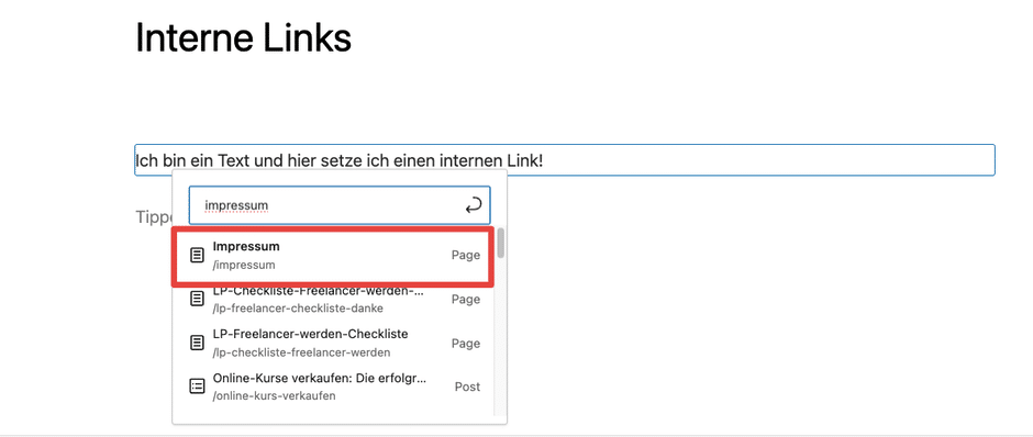 interne-links-wordpress-vorschläge