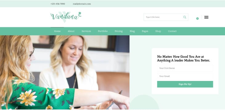 Vandana Theme Health Coach Demo