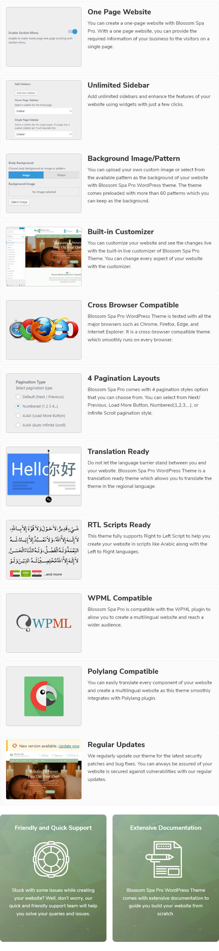 Features of Blossom Spa Pro Theme