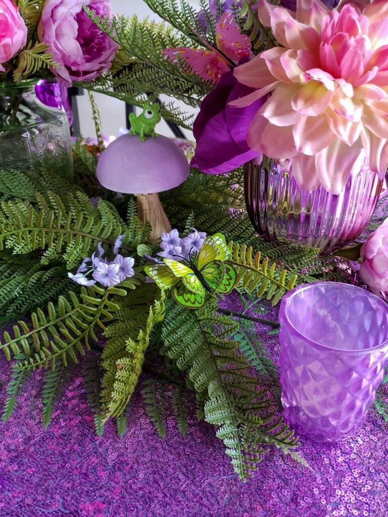 rapunzel birthday party flowers