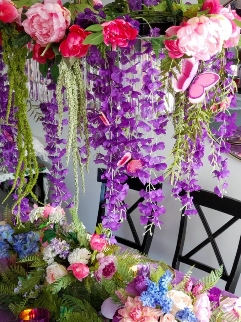 rapunzel birthday party flowers