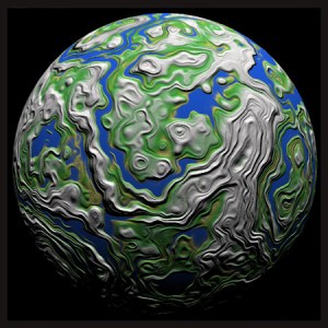 Planet rendering showing a distorted fractal