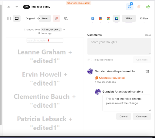 Add comments on Percy Dashboard Add comments on Percy Dashboard