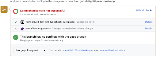 Change Request on Percy Dashboard Change Request on Percy Dashboard