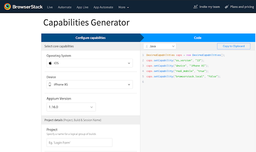 Browserstack Capabilities Generator in Appium Browserstack Capabilities Generator in Appium