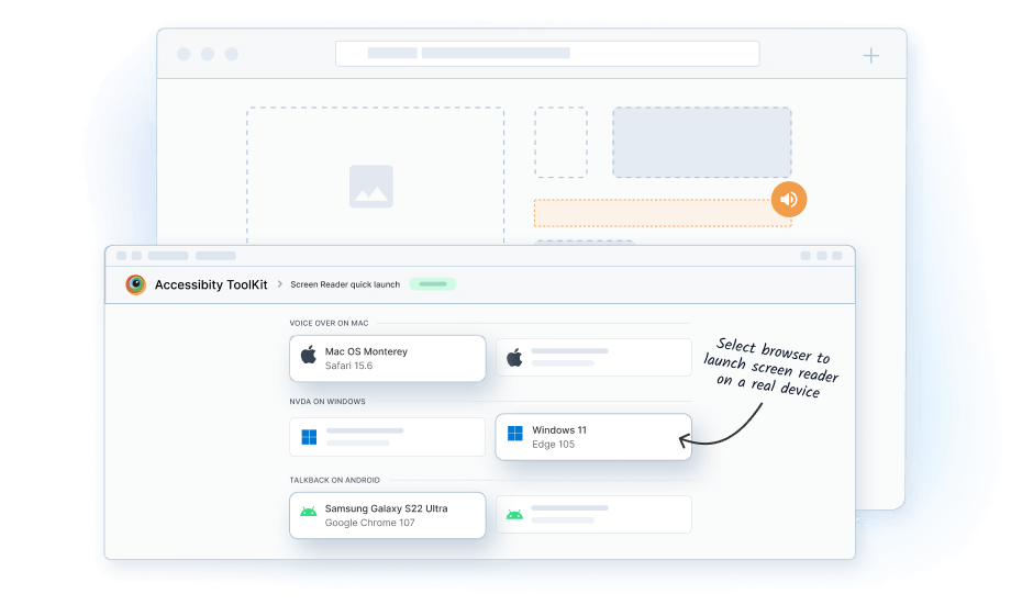 Instantly access screen readers on real devices