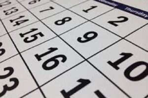 Close up image of a monthly calendar