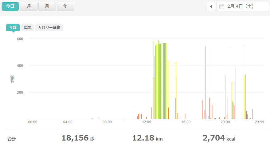 fitbitログより 運動データ2023年2月4日