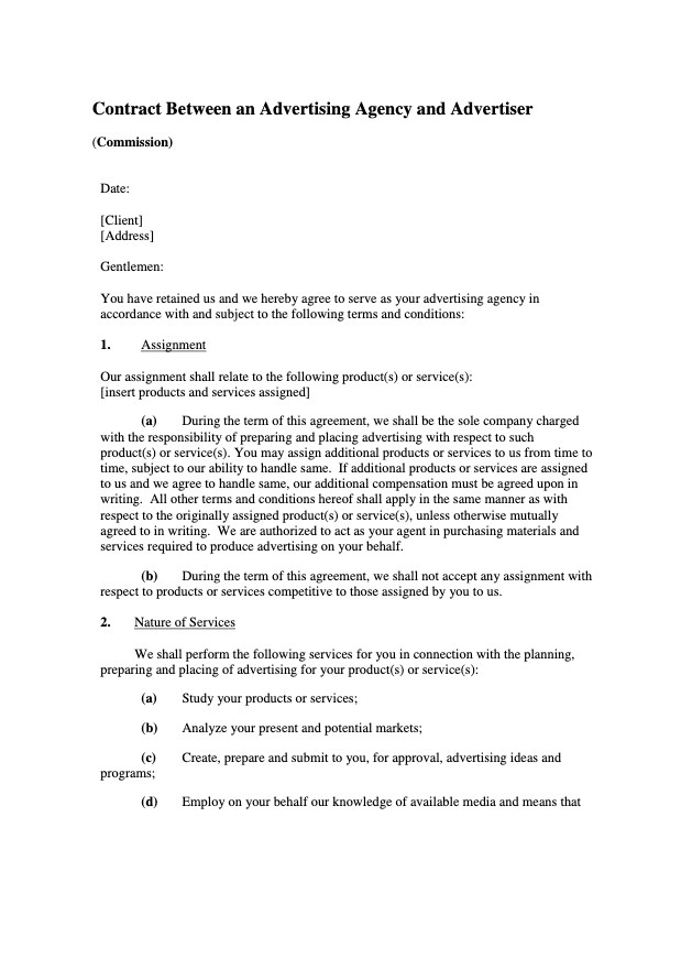 Advertising Contract Template