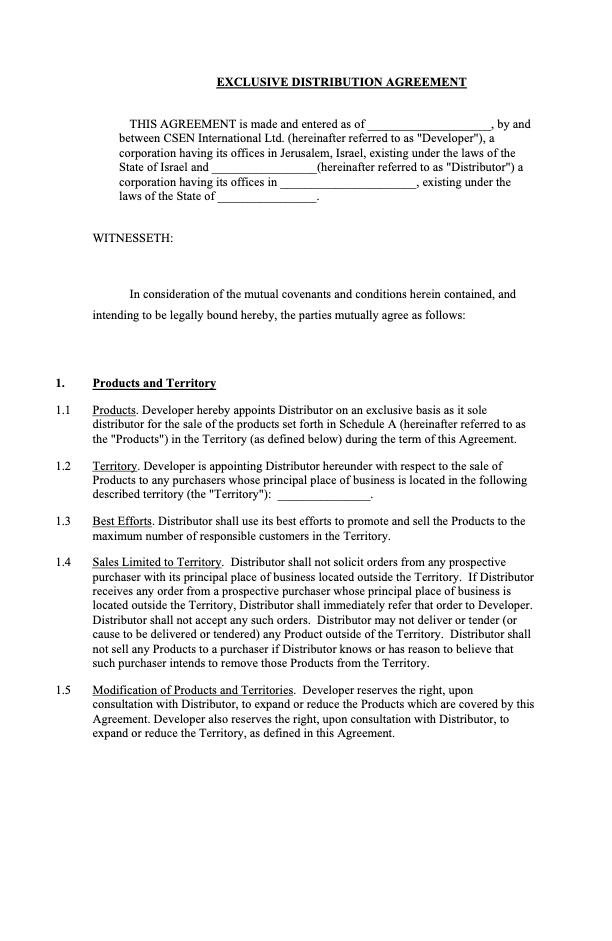 Distribution Agreement Template
