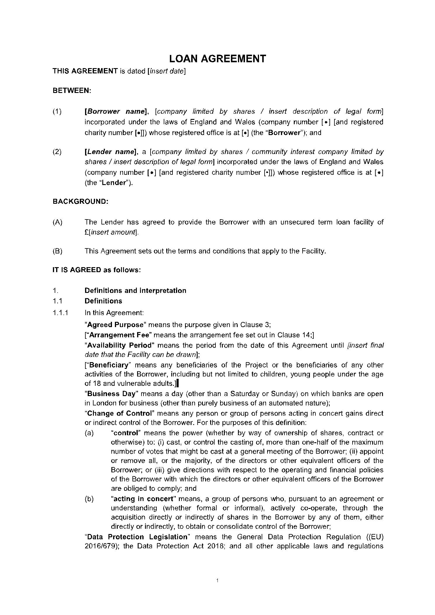 Loan Agreement Template