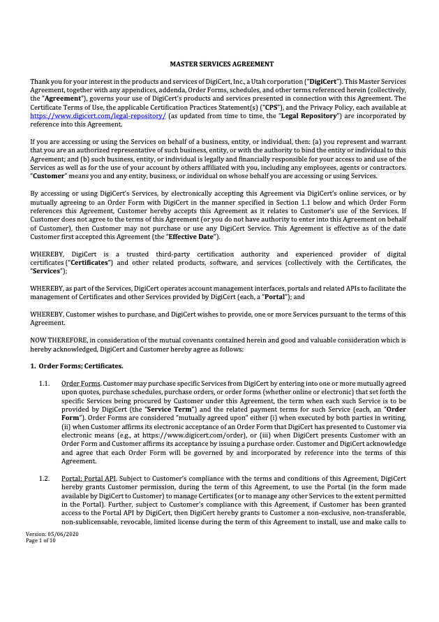 Master Services Agreement Template